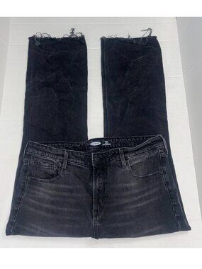 Black Flare Jeans Vintage Y2K Retro High Rise Wide Leg Faded Wash Size 14